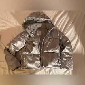 GAP Kids Silver Puffer Jacket with Hood